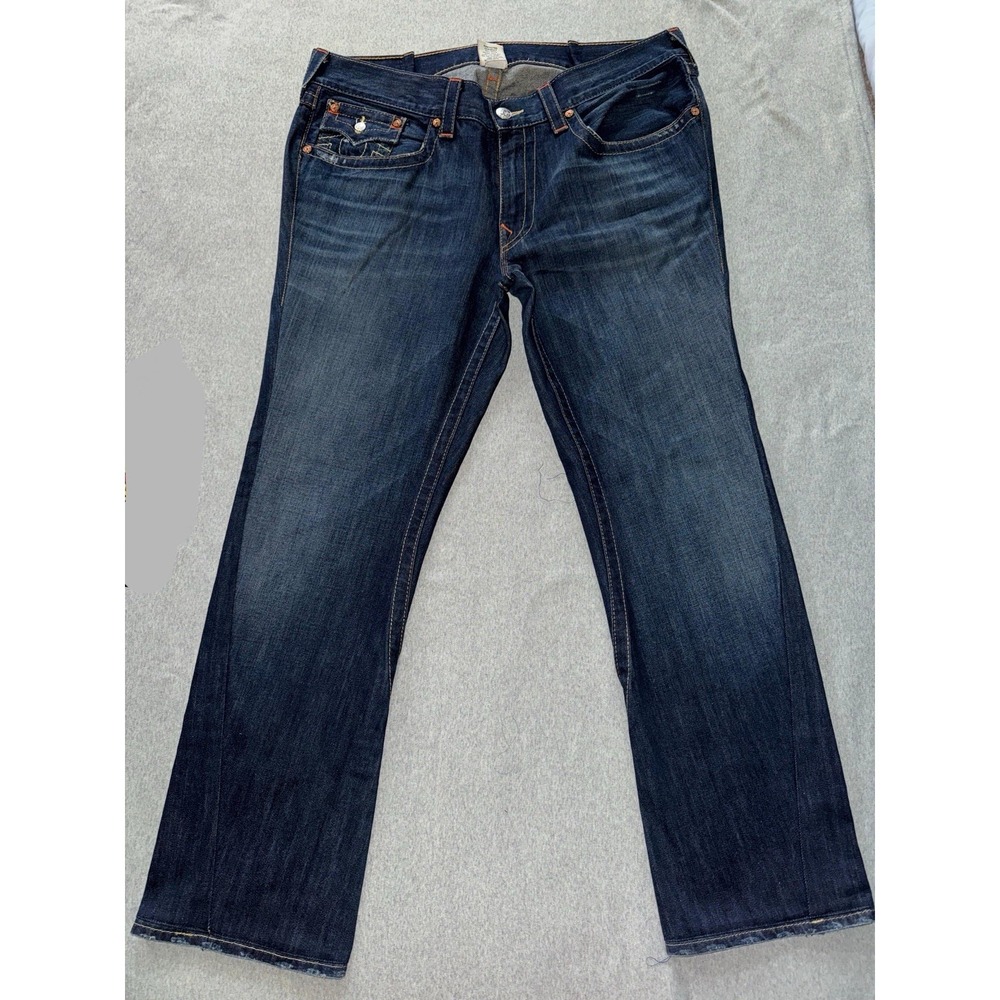 True Religion Joey Jeans‎ Mens Blue Bootcut Dark Wash Denim Size 38